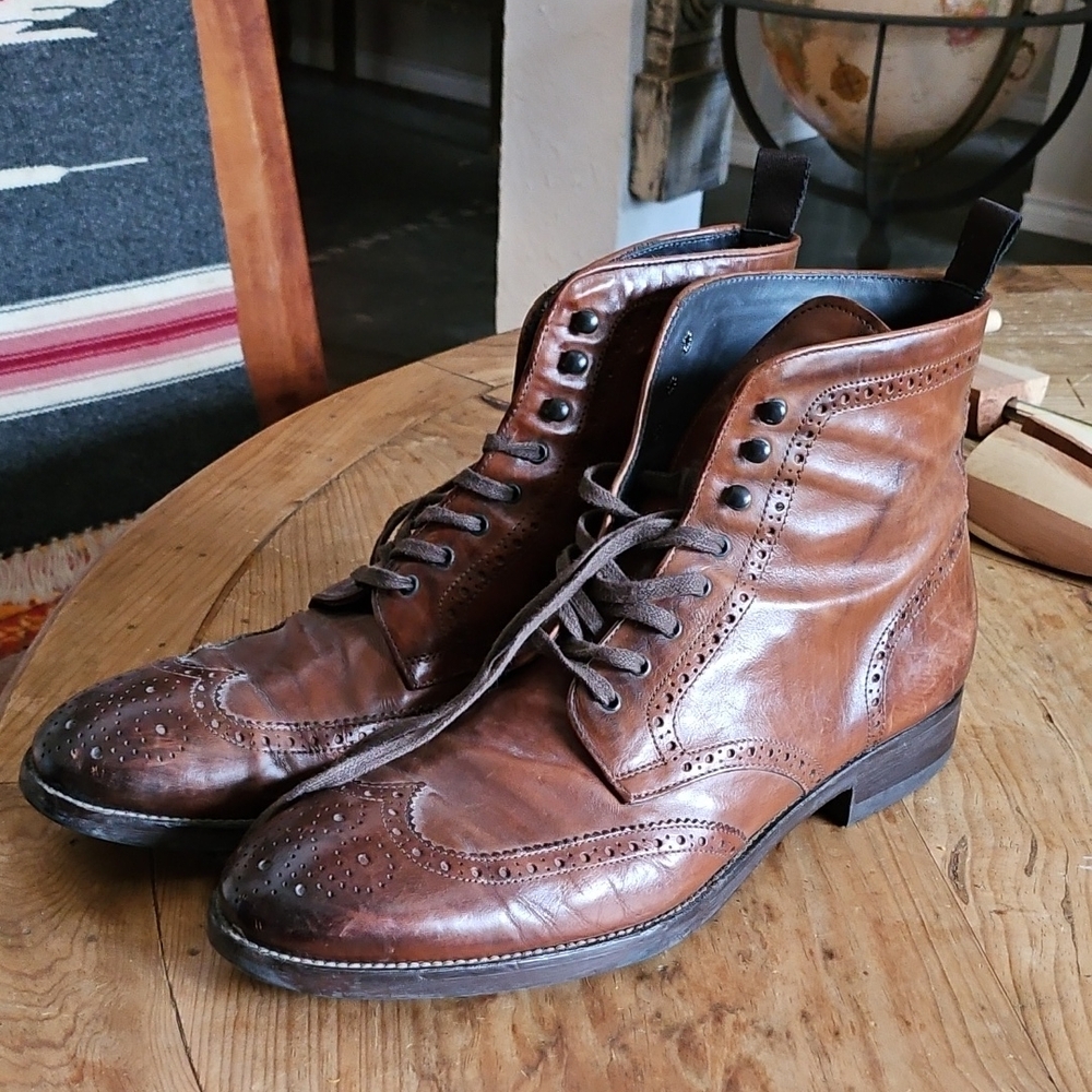 ToBoot New York Adam Derrick Brennan Brown Leather Wingtip Brogue Ankle Boots 15